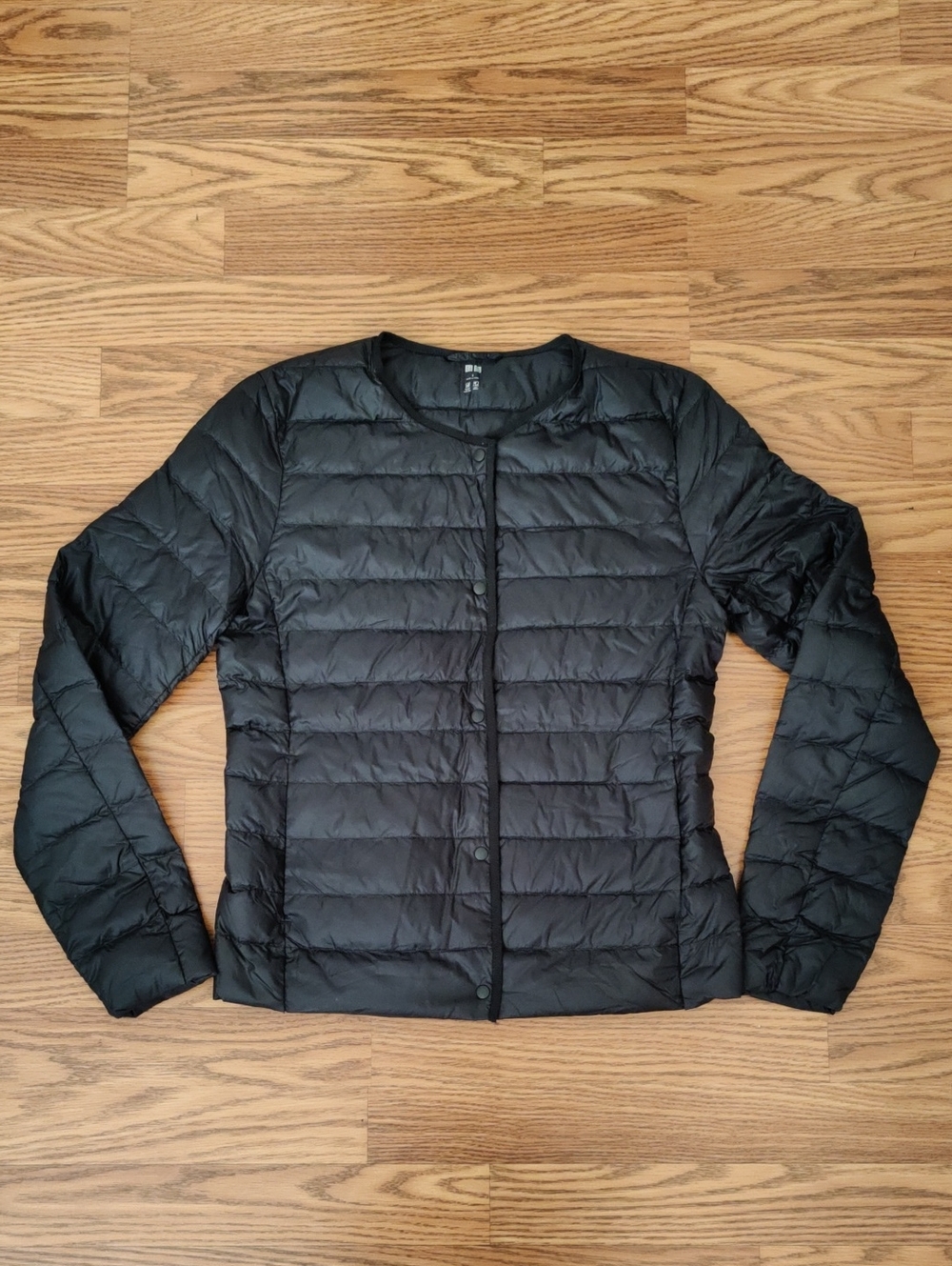 UNIQLO Women Black Quilted Lightweight Down Puffer Cardigan Jacket